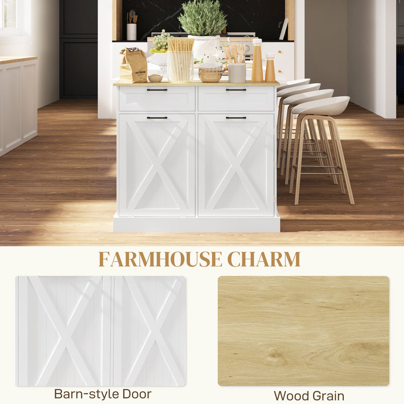 HOMCOM Sideboard with Tilt-out Trash Bin, Farmhouse Kitchen Sideboard with 2 Drawers, Adjustable Shelves, Door Racks – view 7