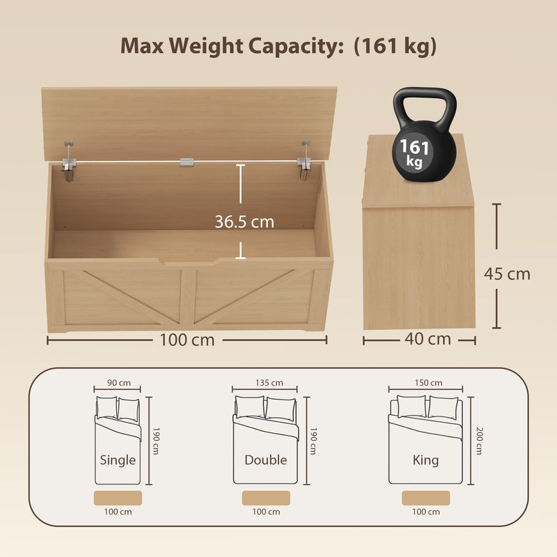 Natural wood 127L storage chest – image 3