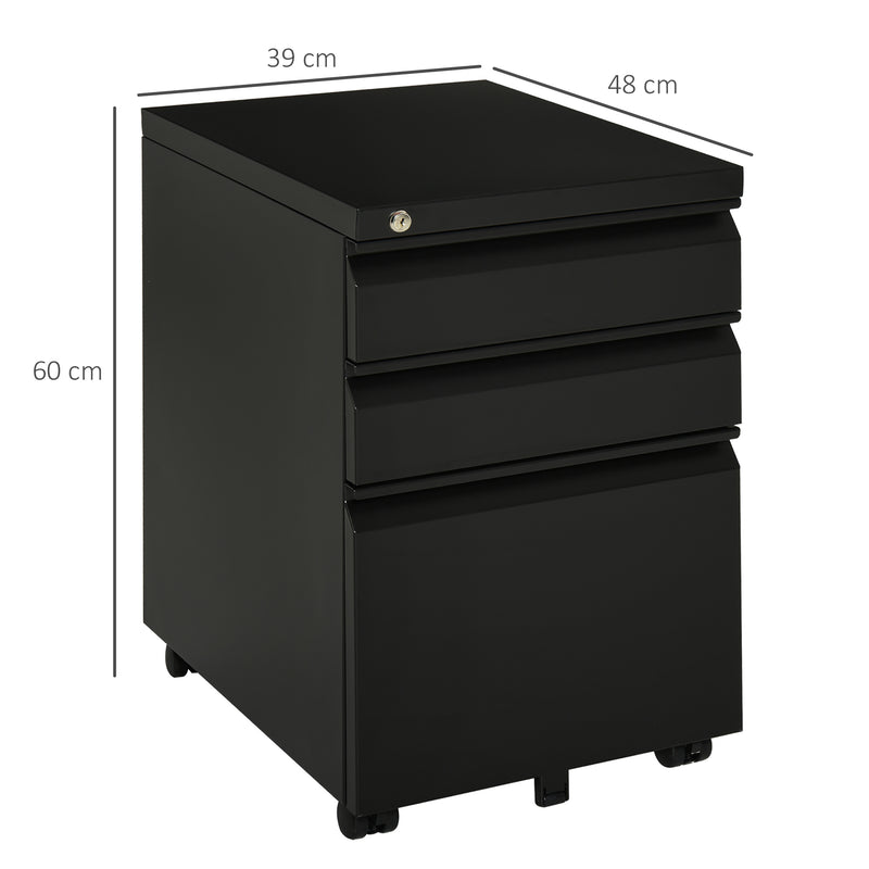 Anti-tilt 3-drawer steel filing cabinet – image 3