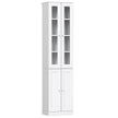 White slim tall bathroom cabinet with four soft-close doors and six storage tiers