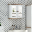 White & wood effect mirror cabinet – image 2