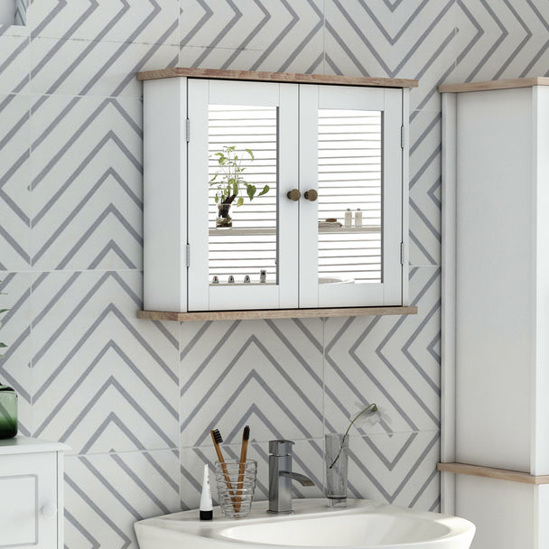White & wood effect mirror cabinet – image 2