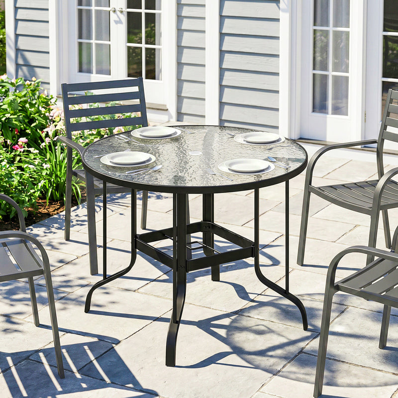 Round glass garden dining table – image 2