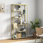 Seven-Tier Geometric Bookcase - White/Gold Tone