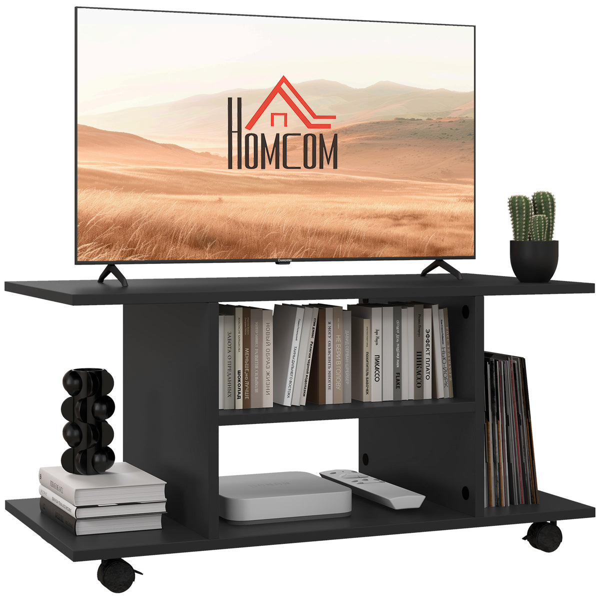80 cm Mobile 3-Tier TV & Media Stand – Black