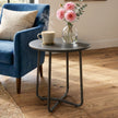 Round metal garden side table dark grey – image 9