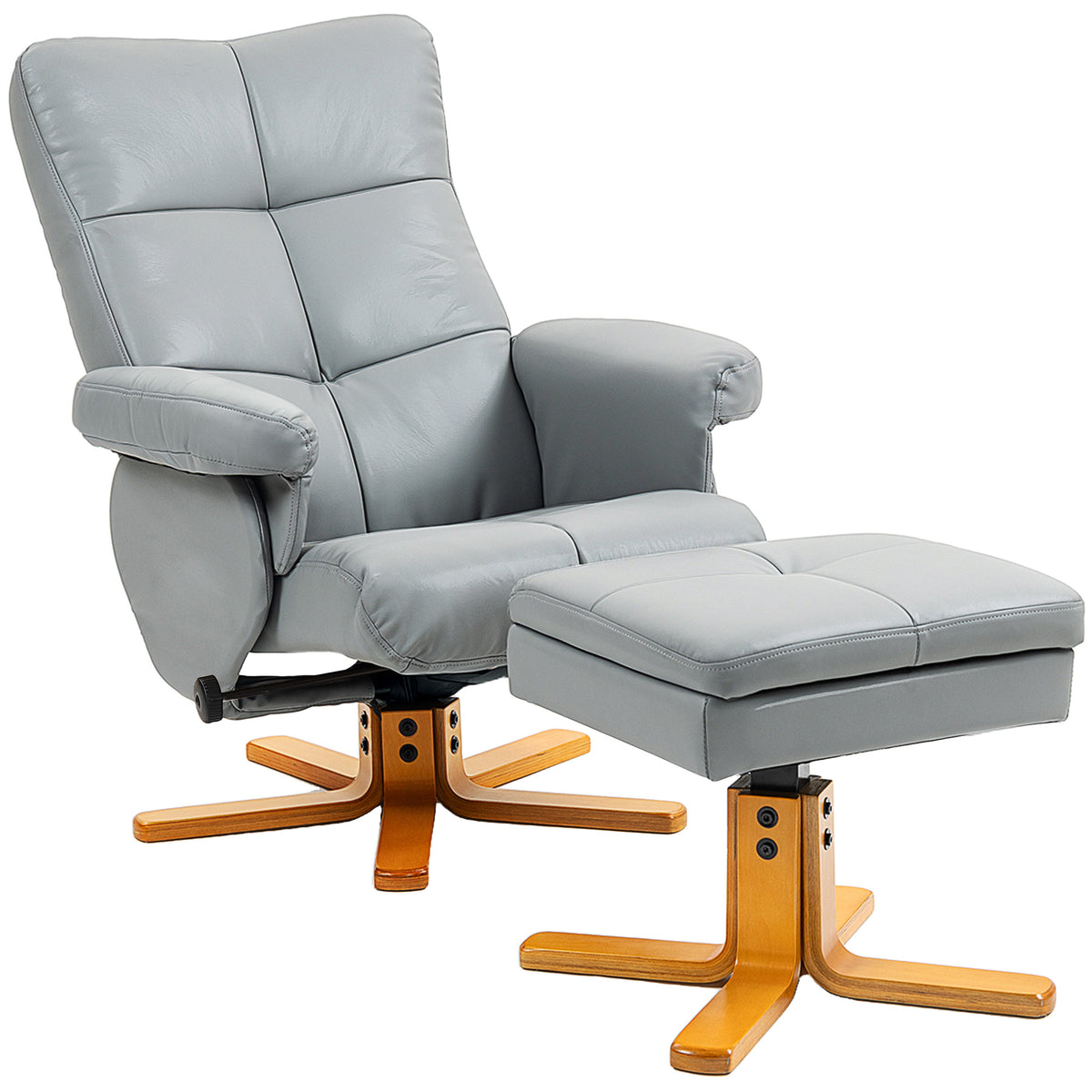 145° Swivel Recliner & Storage Footstool – Light Grey