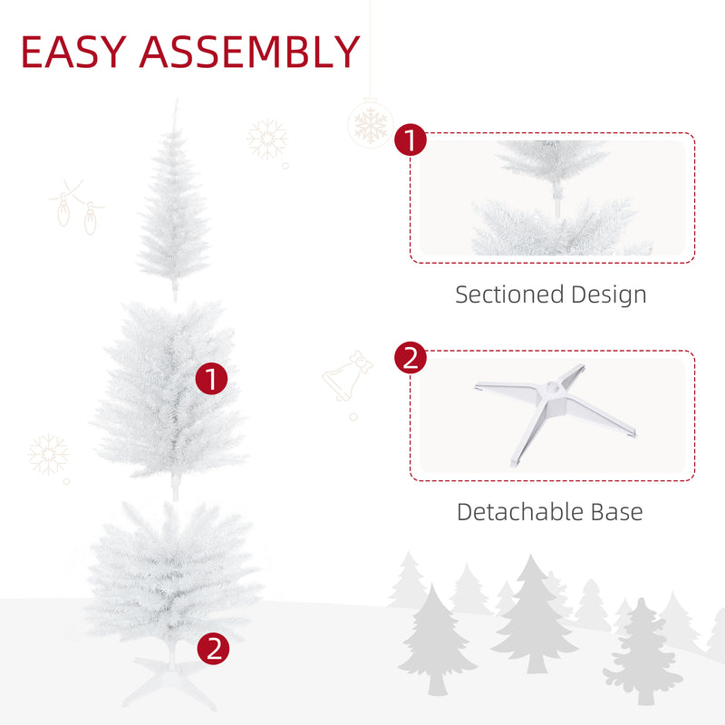 HOMCOM 6ft Unlit Artificial Christmas Tree, Pencil Slim Xmas Tree with Solid Stand and Realistic Branches, White – view 7