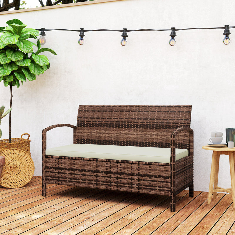 Outsunny 125L Storage Garden Bench, with Cushion - Brown – view 9