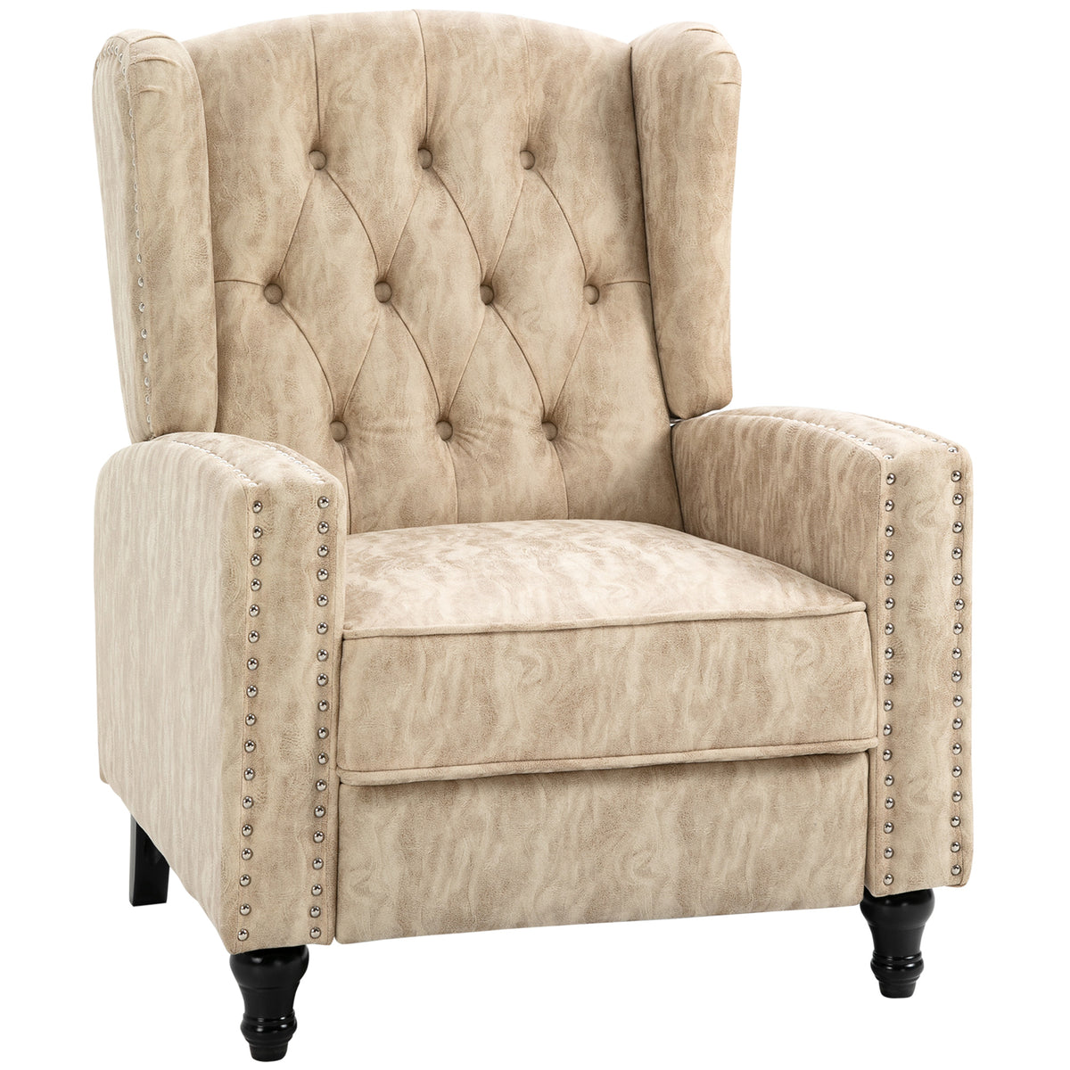 165° Chesterfield Recliner Armchair with Footrest – Beige