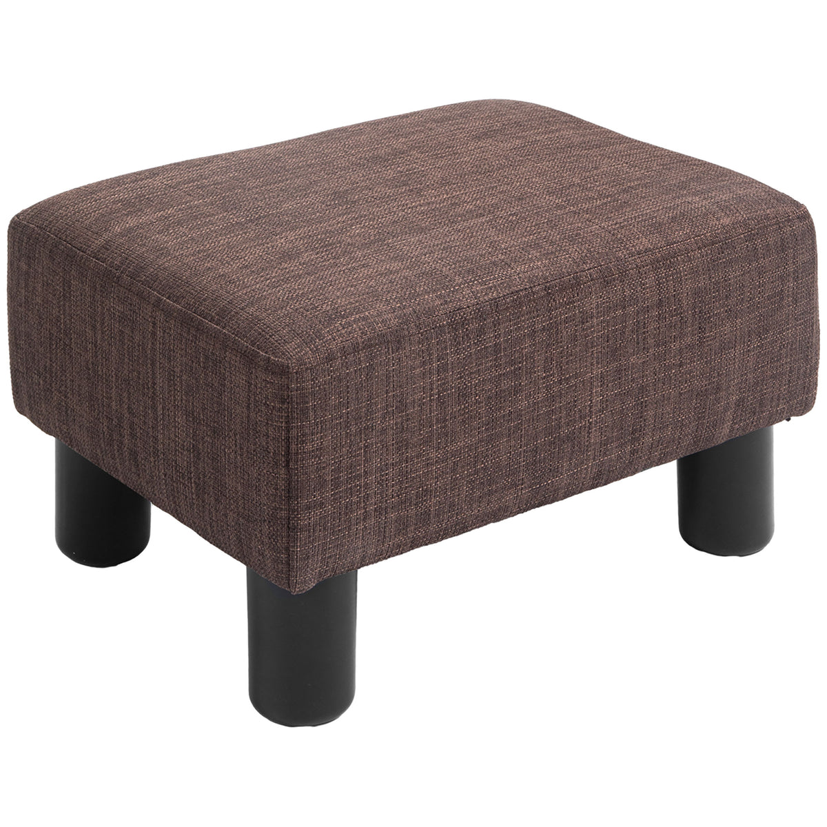 40 cm Padded Linen-Look Footstool – Brown