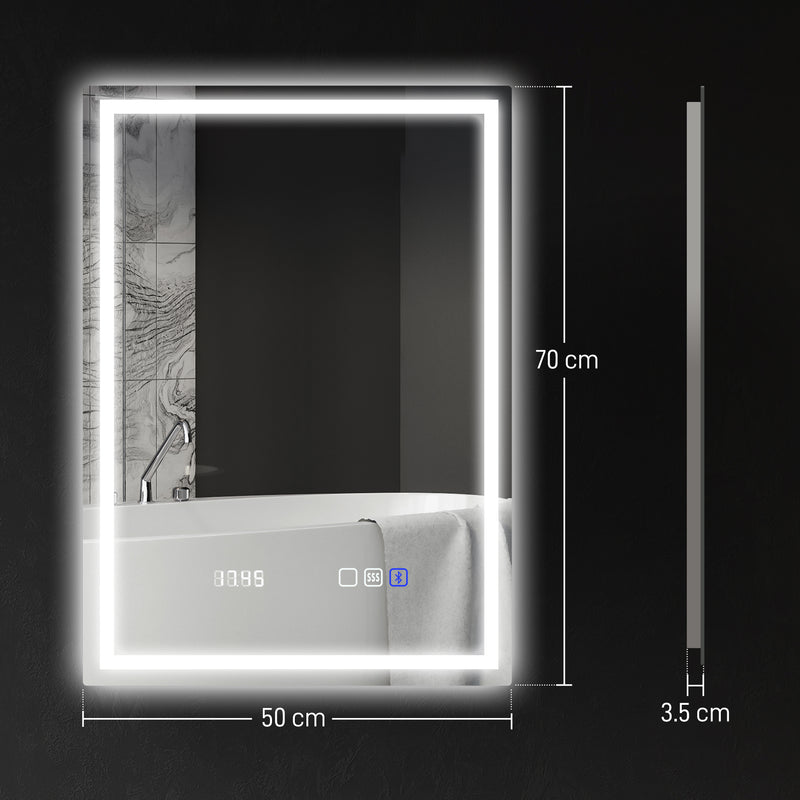 50 x 70 cm LED mirror with clock – image 3