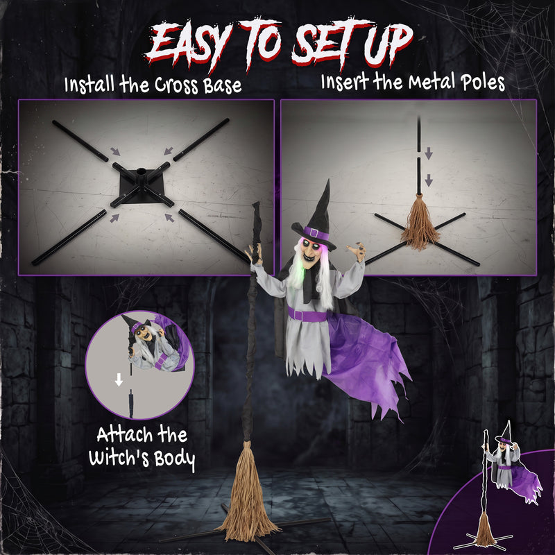 200cm Animated Flying Witch with Light & Sound – image 7 of 9