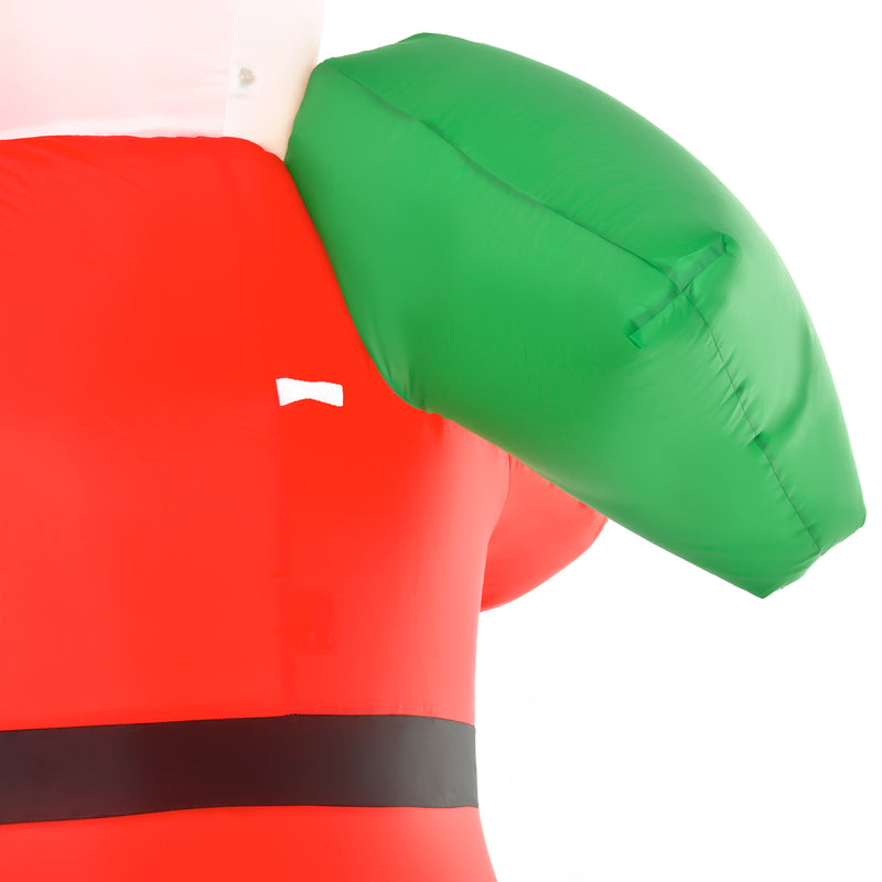 Close-up of a decorative detail on the 8ft Santa Christmas inflatable