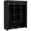 Black 125 cm fabric wardrobe with two hanging rails and eight shelves