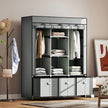 Light grey fabric wardrobe with drawers – image 7