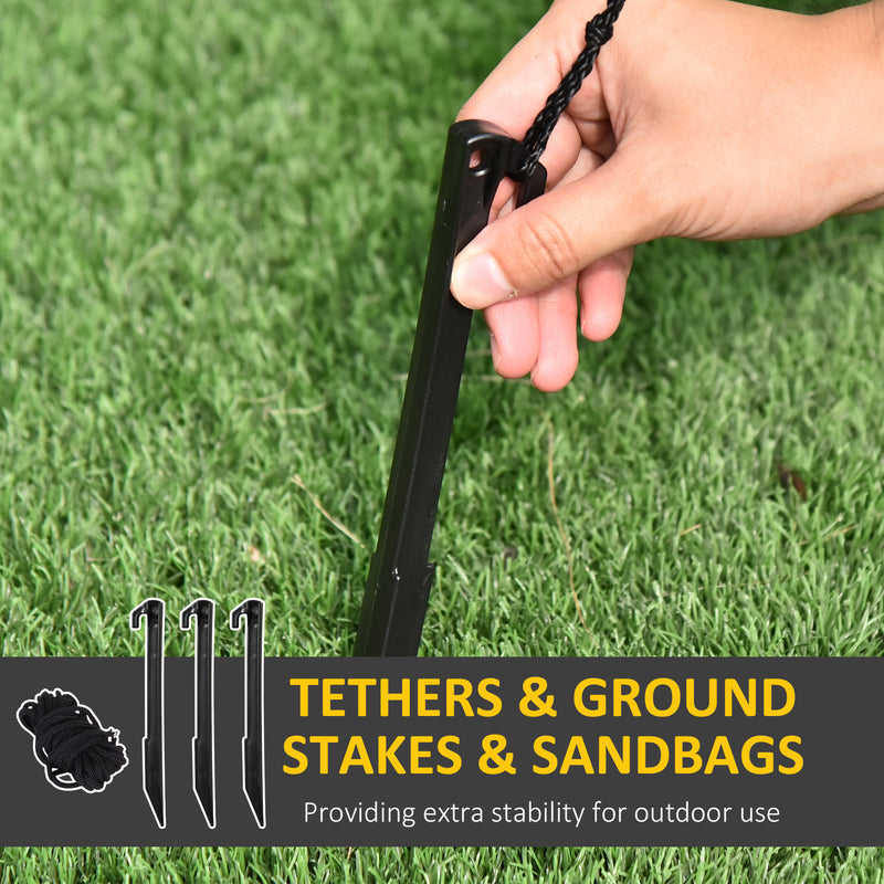 Ground stakes and tether ropes for securing the inflatable