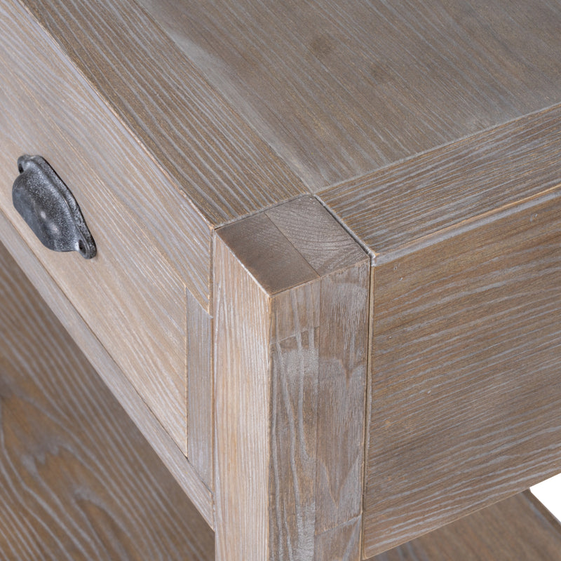 Close-up of the top corner and drawer front
