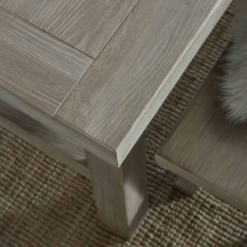 Close-up of the framed corner of the Haldon table top
