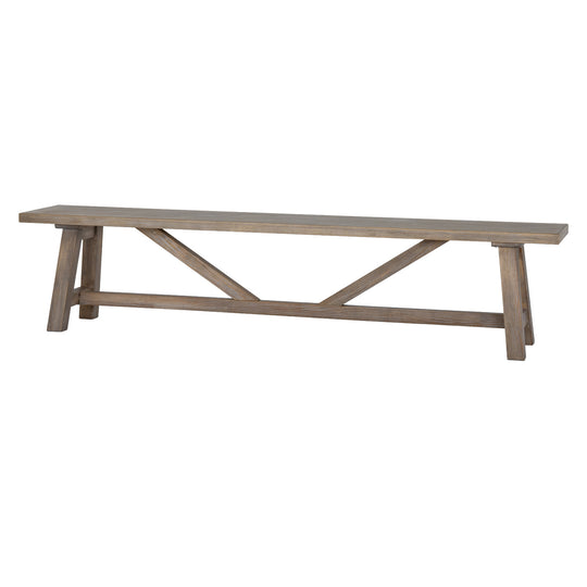 Haldon large wooden dining bench on a white background