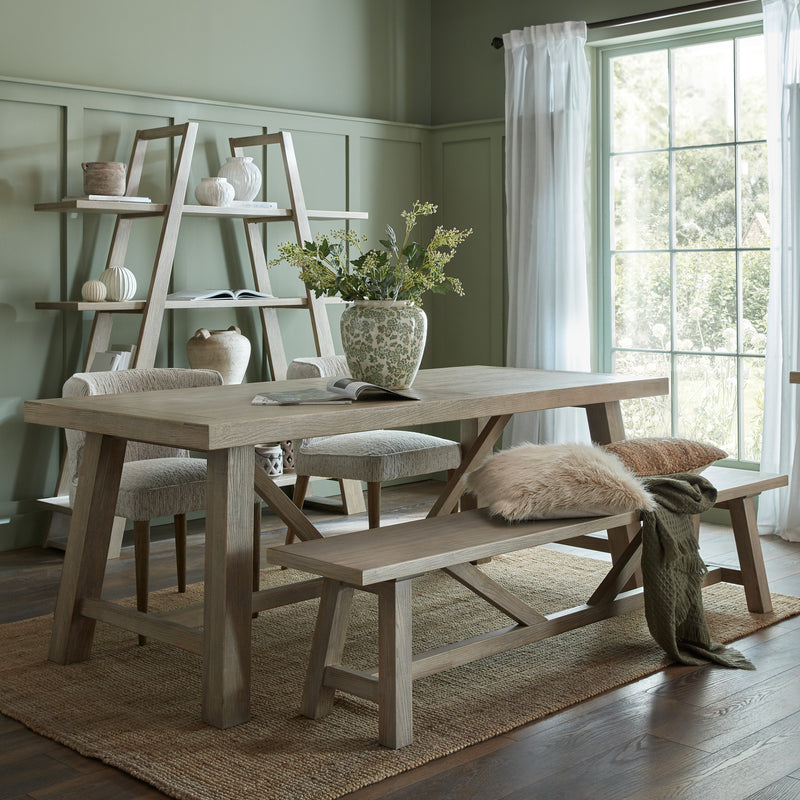 Haldon bench with a matching dining table in a dining room, table sold separately