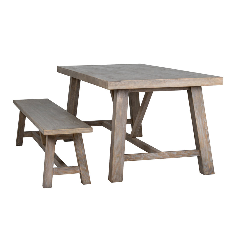 Bench shown beside a matching dining table, table sold separately