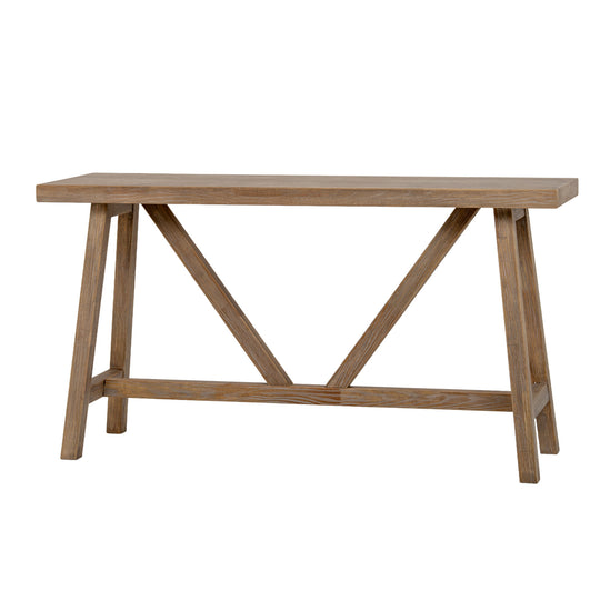 Haldon trestle console table, angled front view