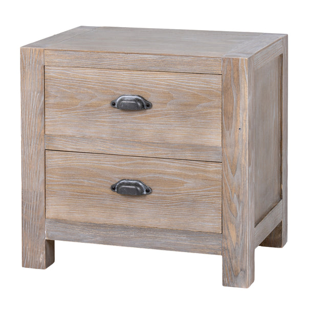 Haldon brown wooden two-drawer bedside table