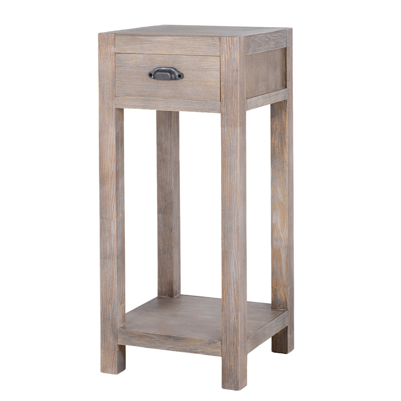 Haldon washed wood lamp table with drawer, front view