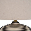 Linen shade and brass-tone neck close-up