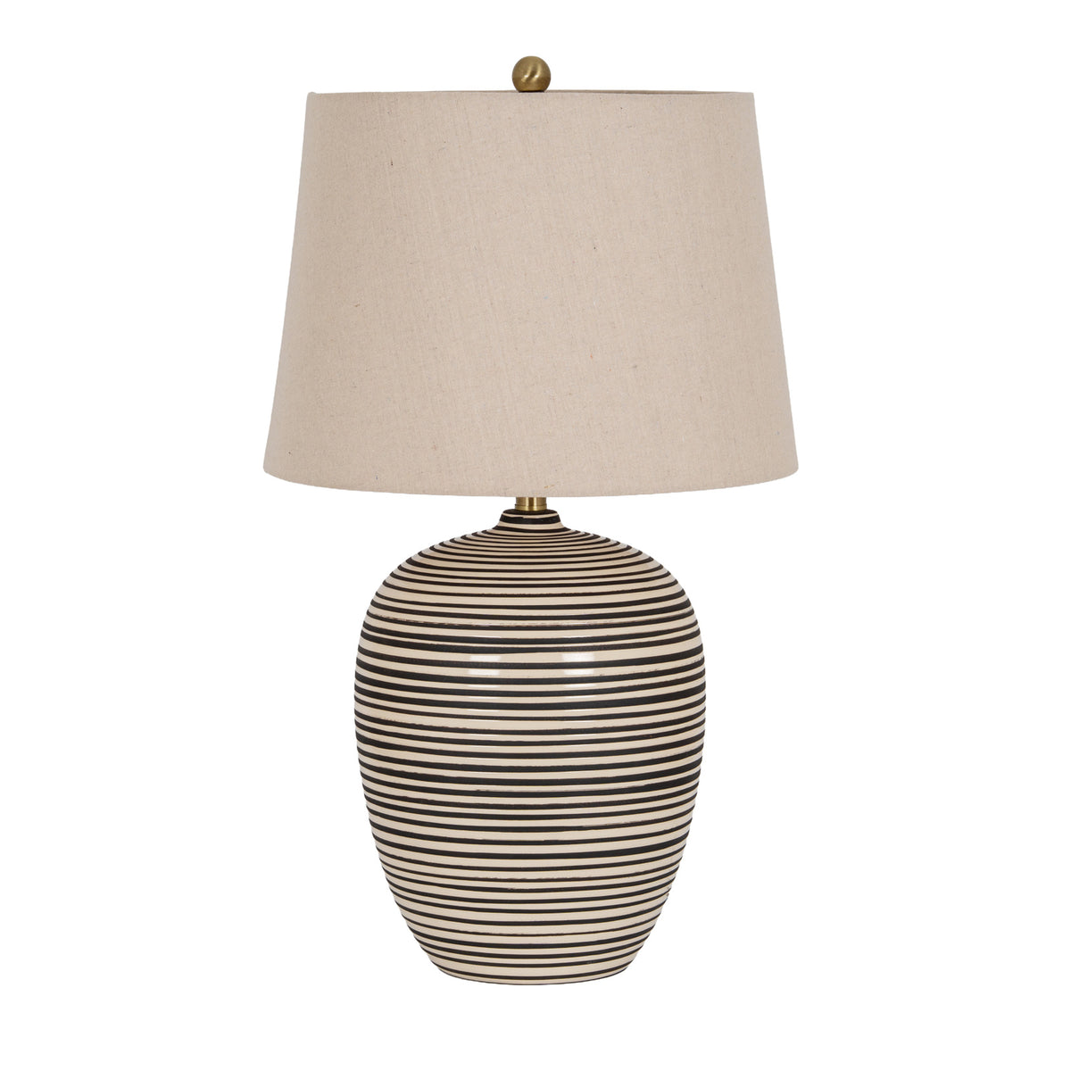 Harbour striped ceramic table lamp with linen shade