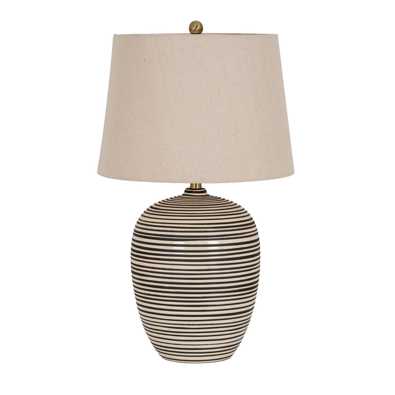 Harbour striped ceramic table lamp with linen shade
