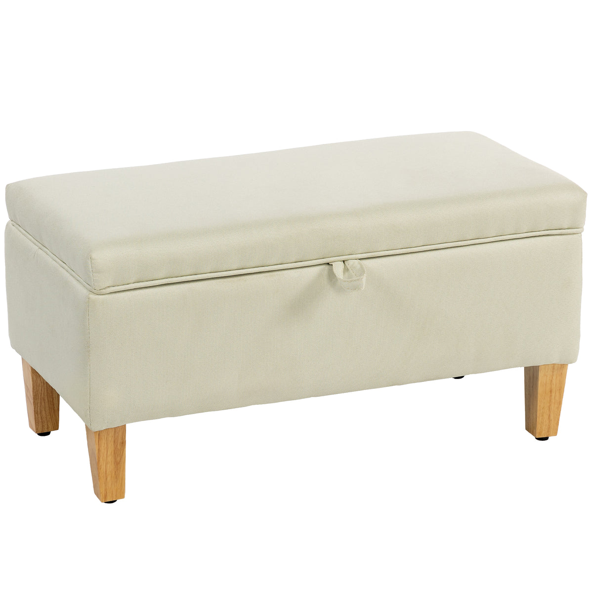 30L Padded Storage Ottoman with Wooden Legs – Beige