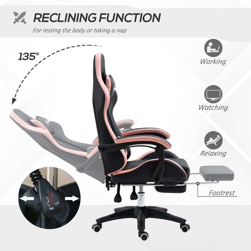 Black & pink reclining gaming chair – image 5