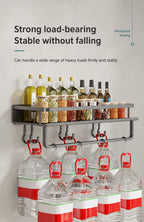 Wall-Mounted Kitchen Rack | Aluminium Storage Shelf with Hooks