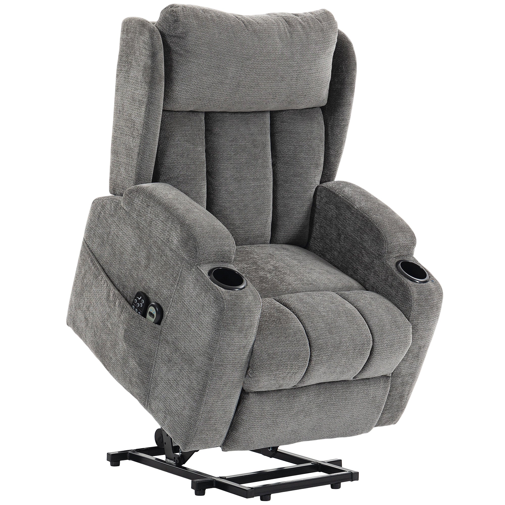 HOMCOM Power Lift Recliner Chair with Vibration Massage and Heat, Chenille Riser and Recliner Armchair for Elderly, Grey