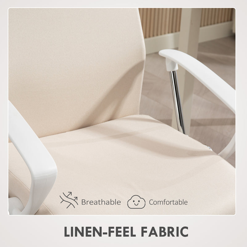 HOMCOM Fabric High Back Office Chair - Cream White – view 7