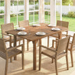 Extending acacia wood garden table with parasol hole – image 7