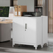 HOMCOM Lockable Metal Filing Cabinet, 2-Tier Storage Cupboard with Double Doors, Modern Office Organiser, White – view 9