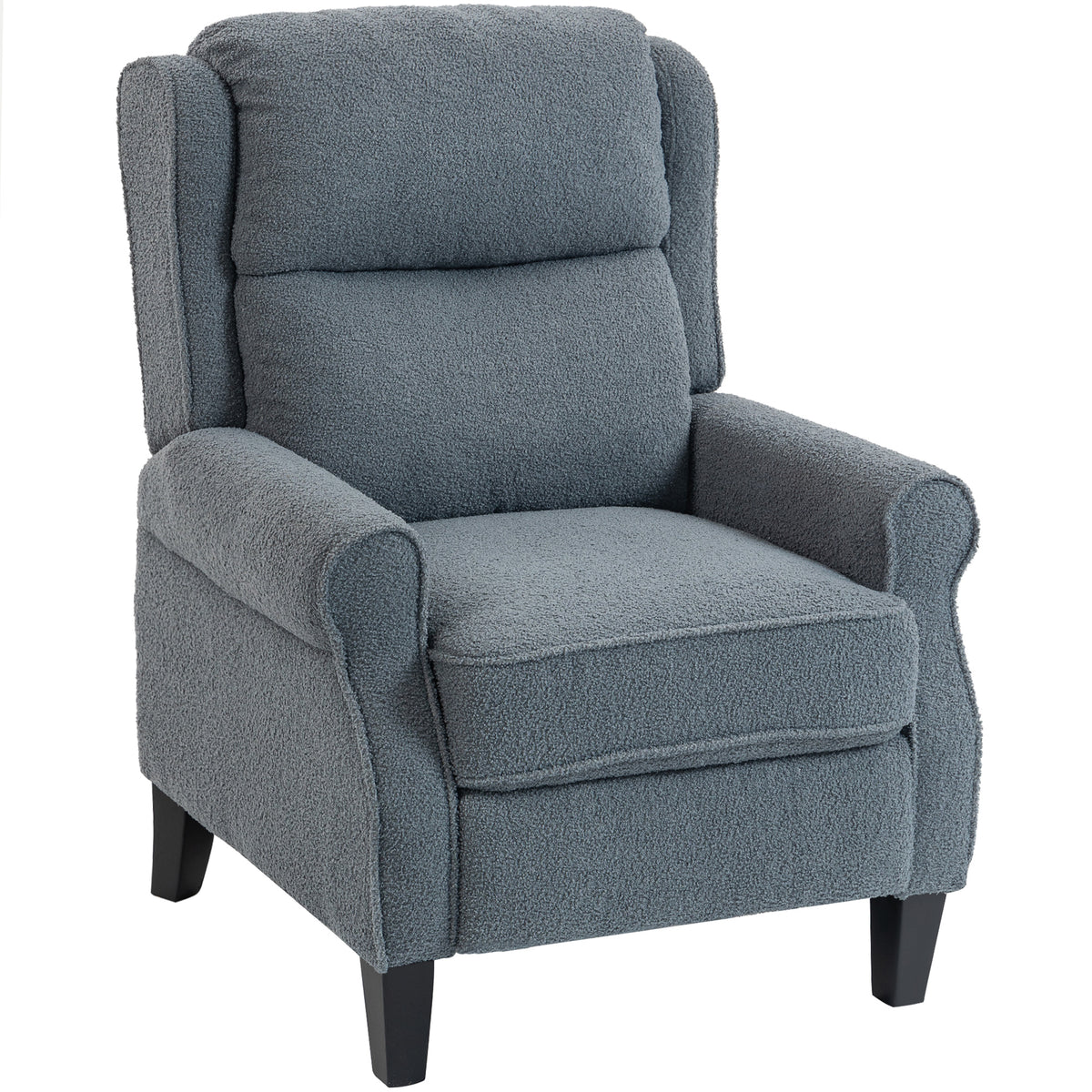 132° Teddy Fleece Recliner with Extended Footrest – Grey
