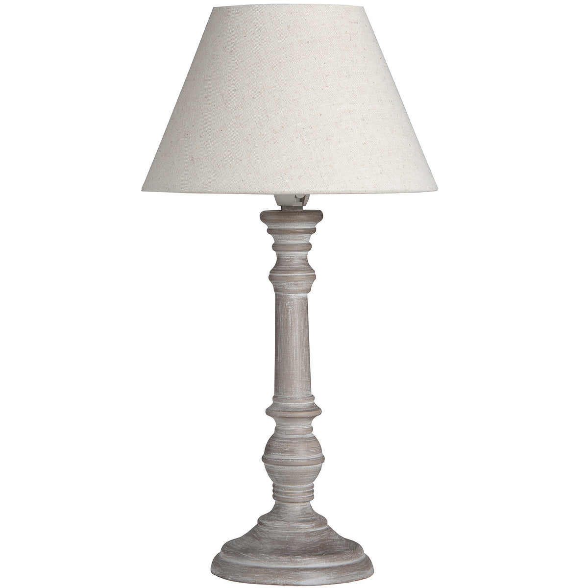 Pella Wooden Table Lamp with Linen Shade – 38cm, full product view