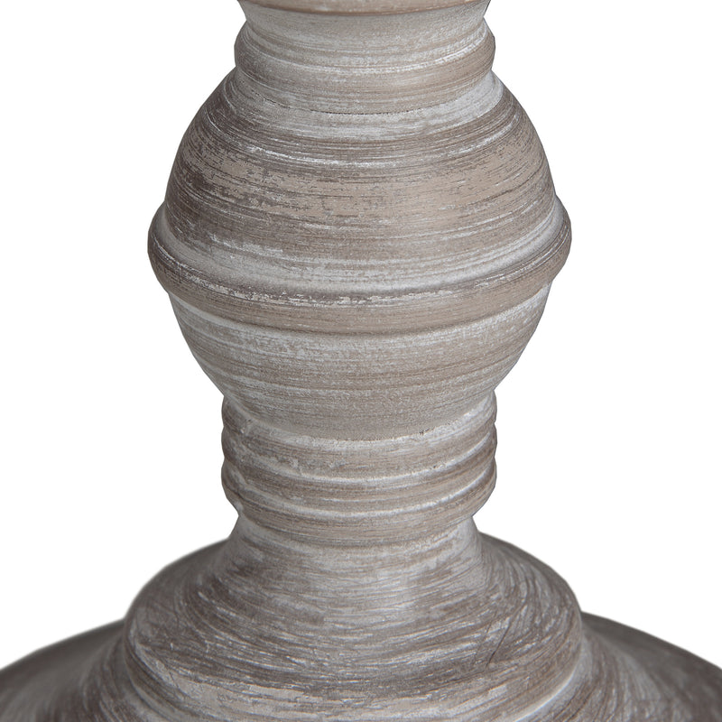 Pella Wooden Table Lamp with Linen Shade – 38cm, turned wooden base detail