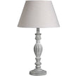 Aegina Carved Wooden Table Lamp with Linen Shade – 40cm, full product view
