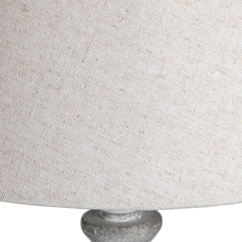Aegina Carved Wooden Table Lamp with Linen Shade – 40cm, linen shade detail
