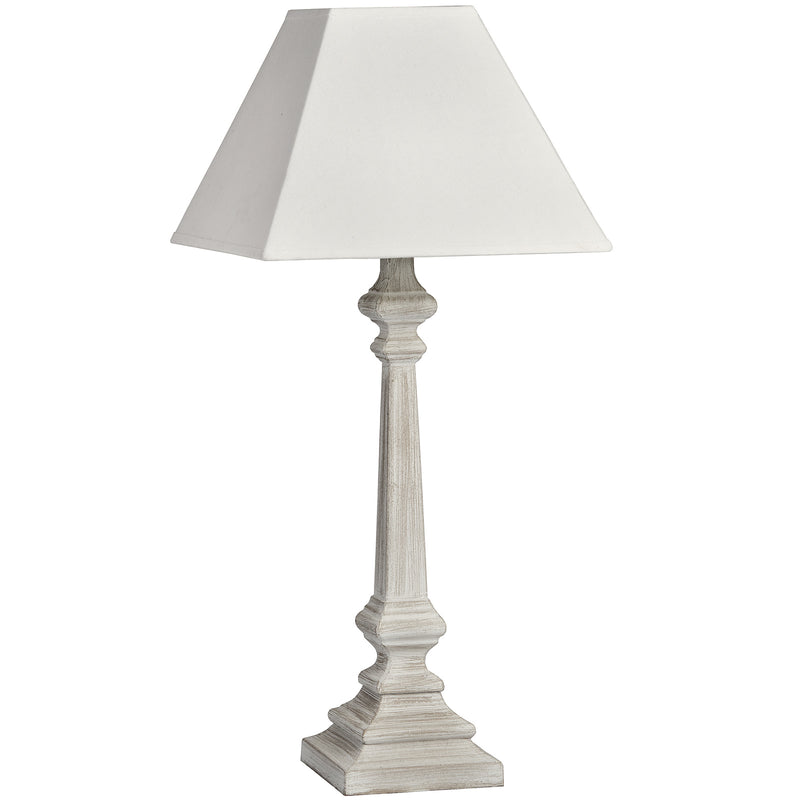 Pula Whitewashed Wooden Table Lamp with Linen Shade – 51.5cm, full product view