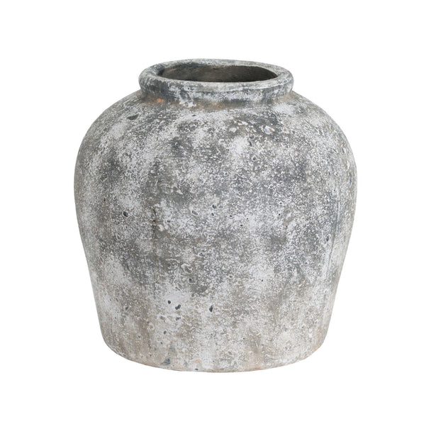 Aged Stone-Effect Ceramic Vase – 30cm, single vase front view