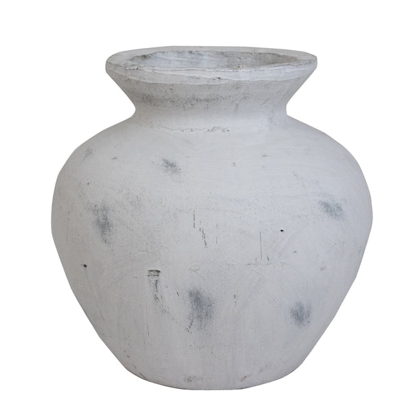 Antique White Greek-Style Ceramic Vase – 30cm, single vase front view