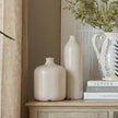 Tall White Crackle-Glazed Ceramic Vase – 51.5cm, styled beside coordinating vases