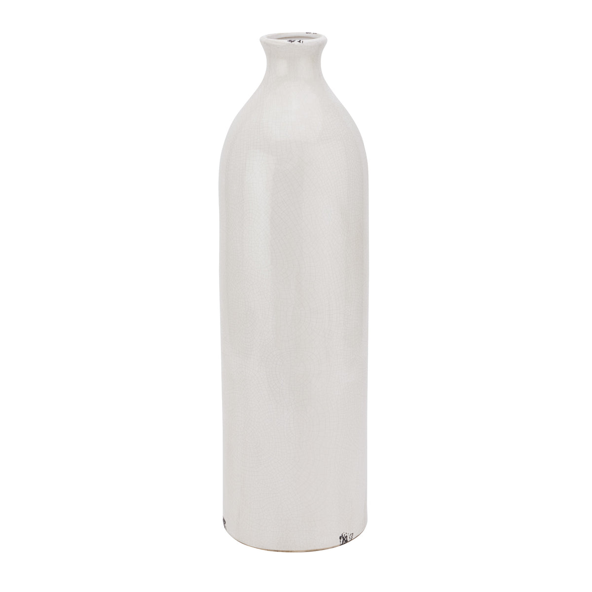 Tall White Crackle-Glazed Ceramic Vase – 51.5cm, single vase front view
