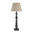 Incia Column Wooden Table Lamp with Linen Shade – 50cm, full product view